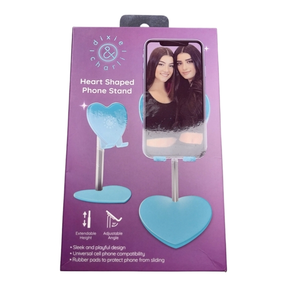 Dixie & Charlie Universal Heart Shaped Phone Holder (Blue) - Picture 2 of 5